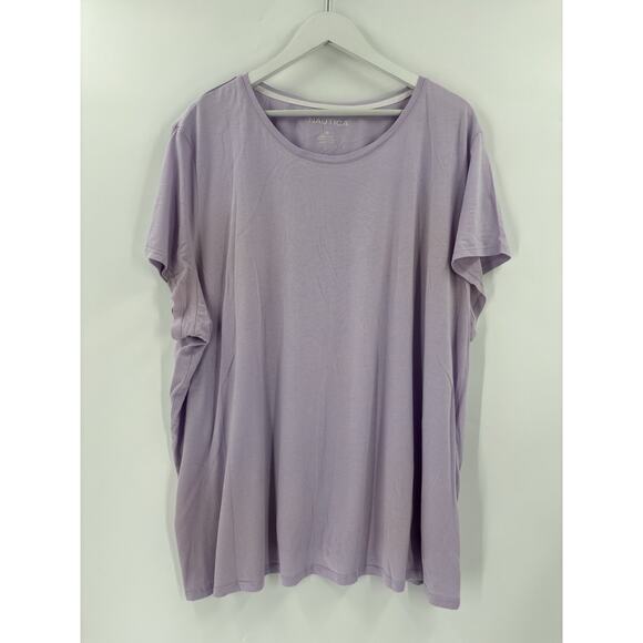 Nautica Shirt Womens 3X Lavender Purple Short Sleeves Pullover Crewneck Casual - Picture 1 of 15
